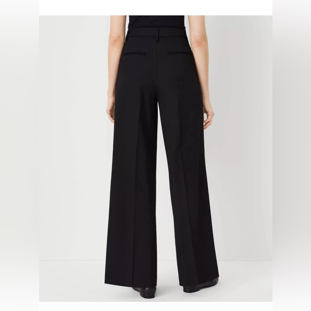 NEW $139 ANN TAYLOR The Pleated wide leg pant black sz 8 - Picture 2 of 3